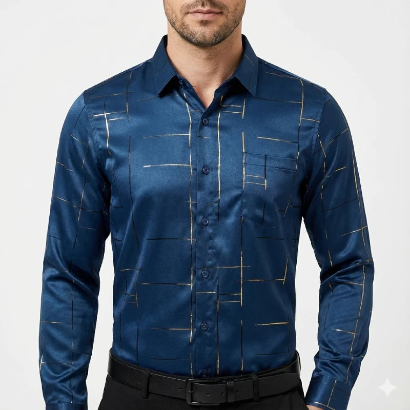 [Leve 5, Pague Só 3] Kit de Camisas Sociais Masculinas em Tecido Acetinado Tecnológico: Anti-odor, Anti-desbotamento + BRINDES: Cinto, Carteira e Relógio