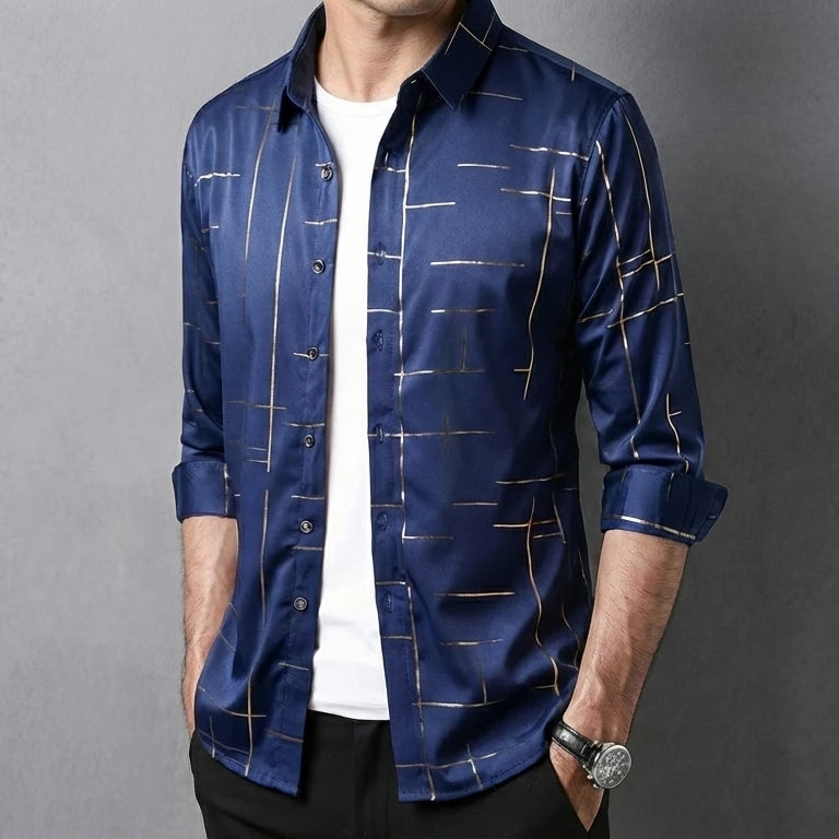 [Leve 5, Pague Só 3] Kit de Camisas Sociais Masculinas em Tecido Acetinado Tecnológico: Anti-odor, Anti-desbotamento + BRINDES: Cinto, Carteira e Relógio